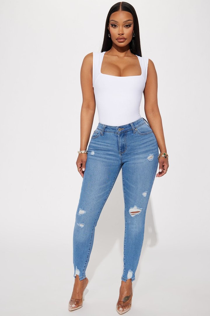 Serena Square Neck Bodysuit - White