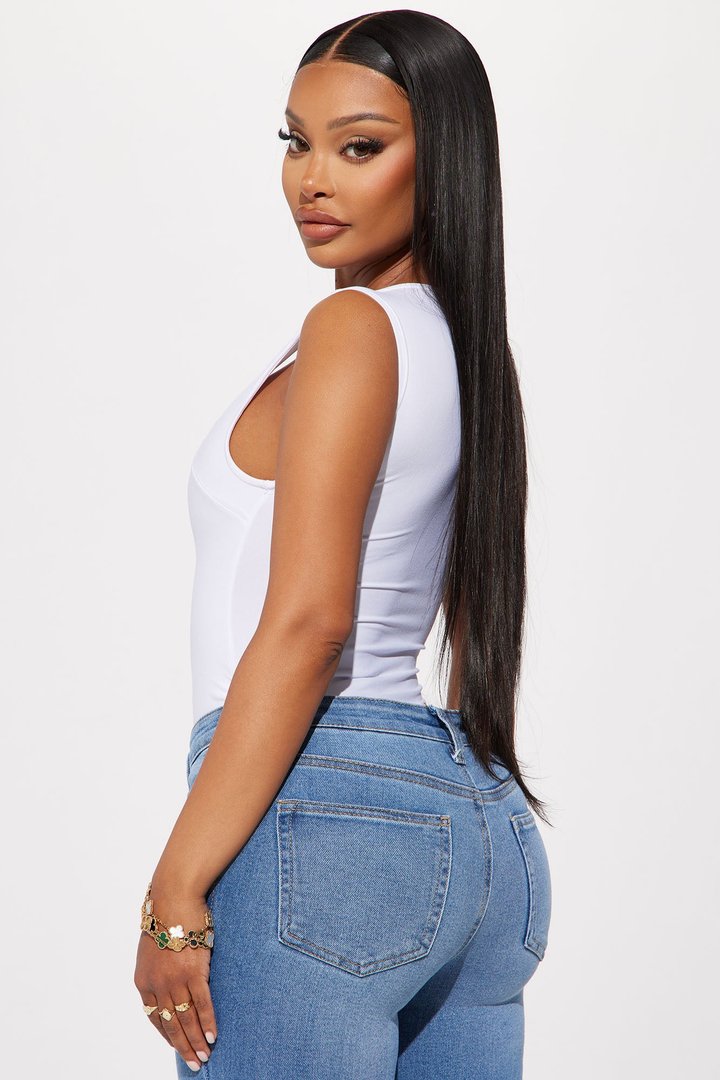 Serena Square Neck Bodysuit - White