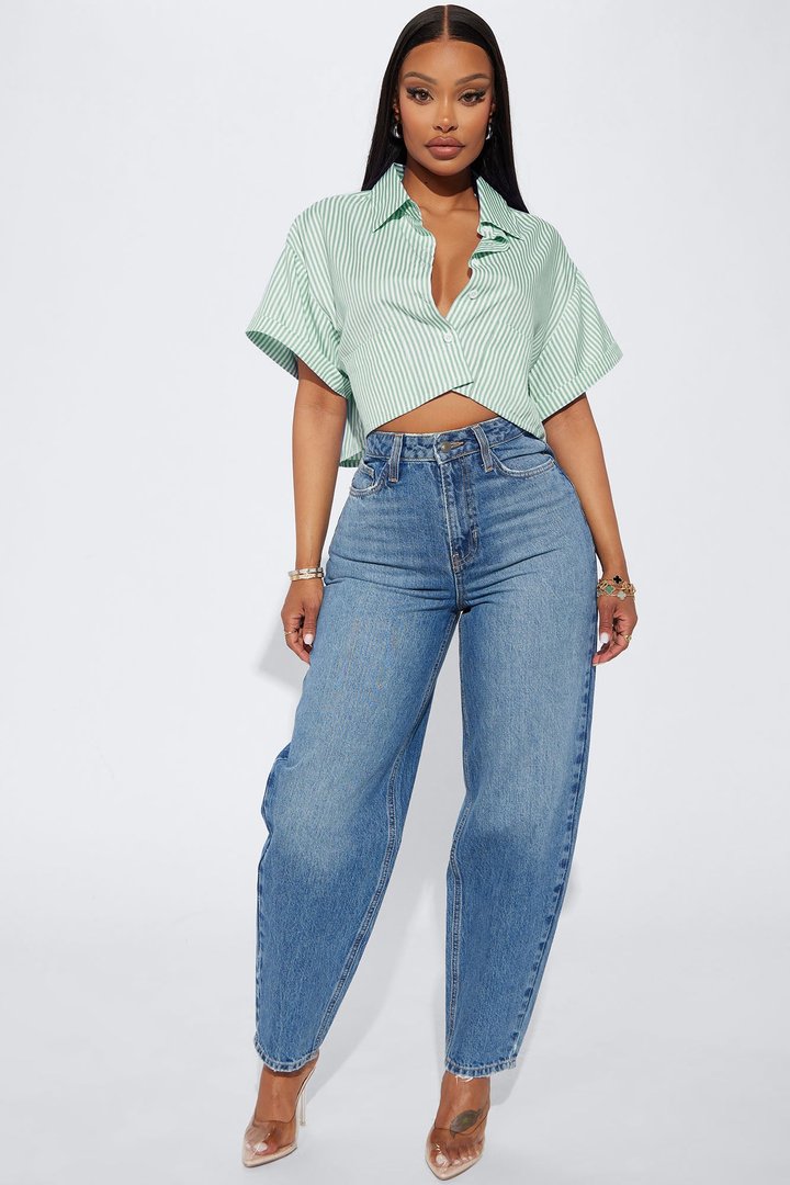 By The Bay Striped Shirt - Olive/combo