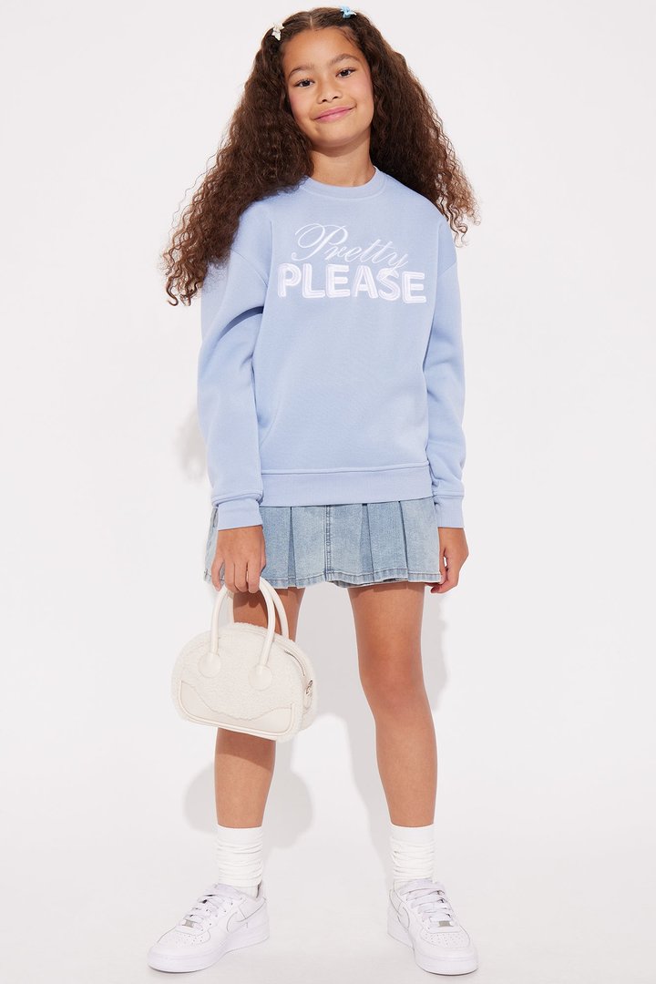 Mini Pretty Please Crew Neck Sweatshirt - Blue