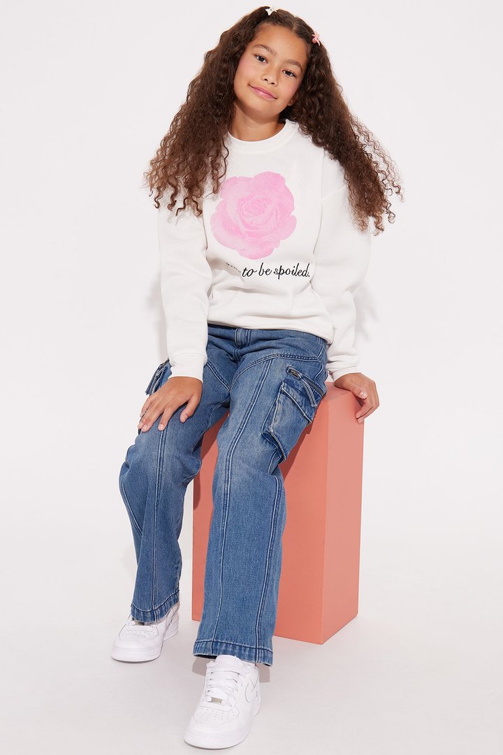 Mini Born To Be Spoiled Crew Neck Sweatshirt - Off White