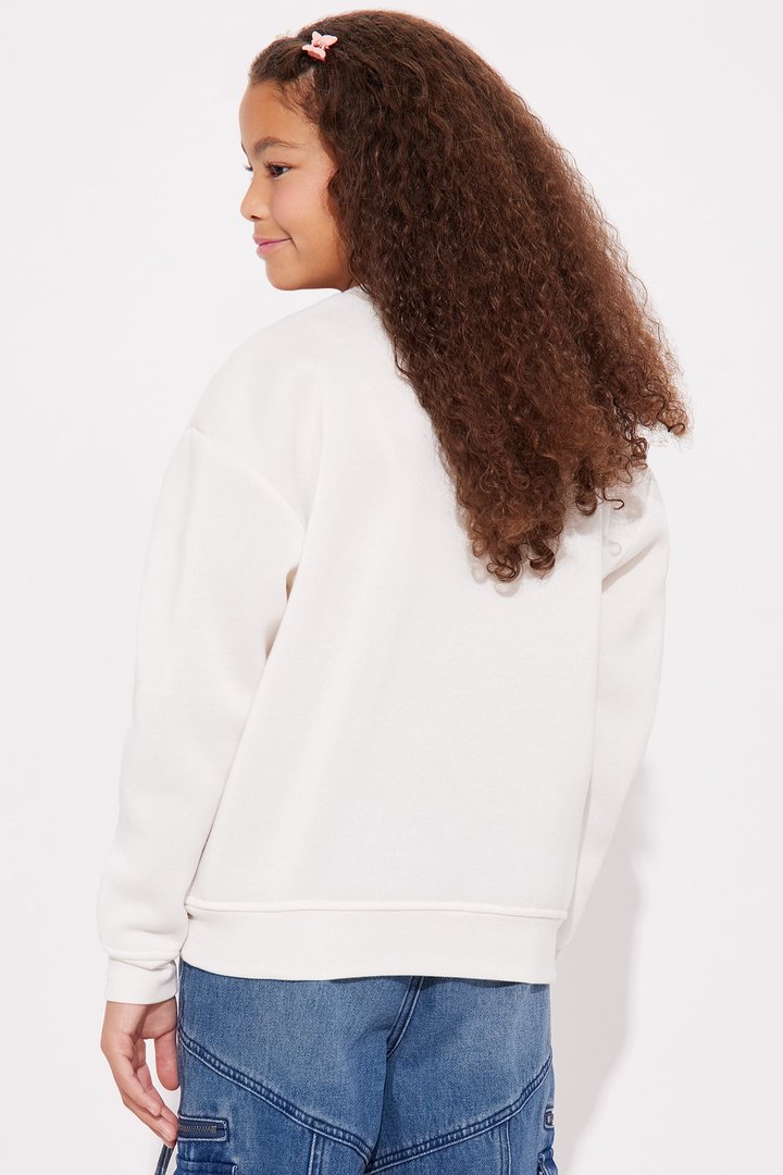 Mini Born To Be Spoiled Crew Neck Sweatshirt - Off White