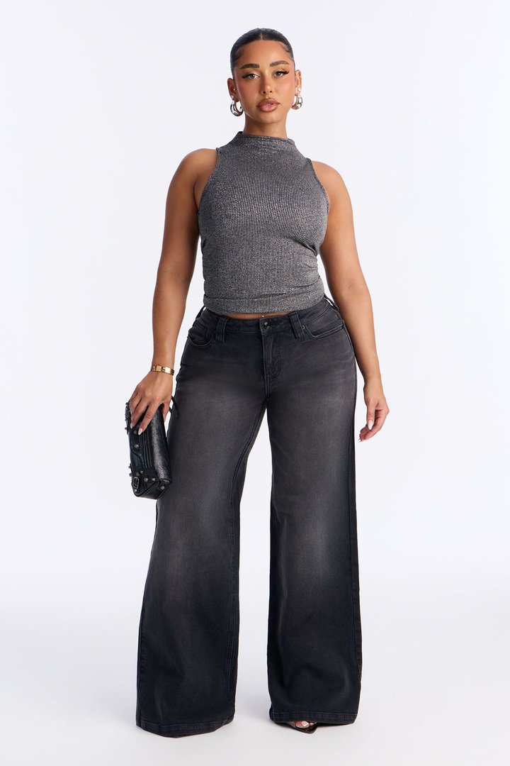 Nightwatch Wide Leg Loose Jeans - Black Wash
