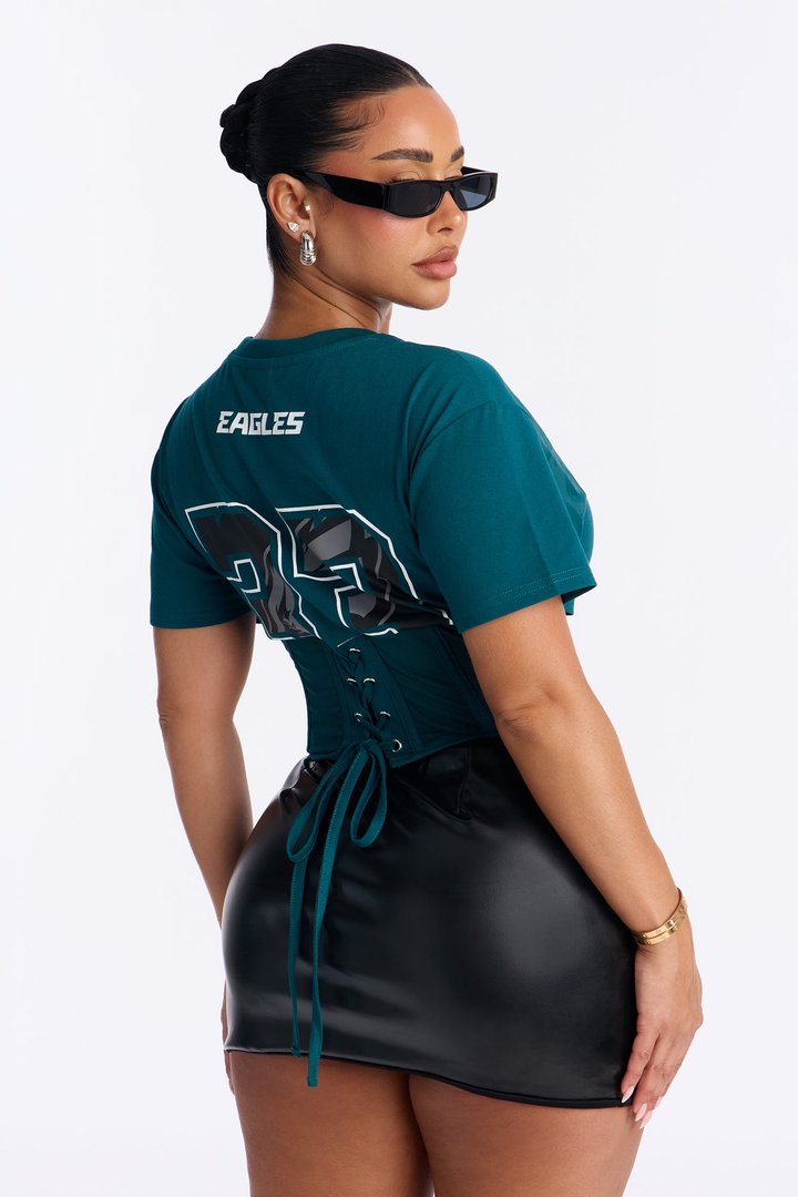NFL Philadelphia Eagles Lace Up Top - Green