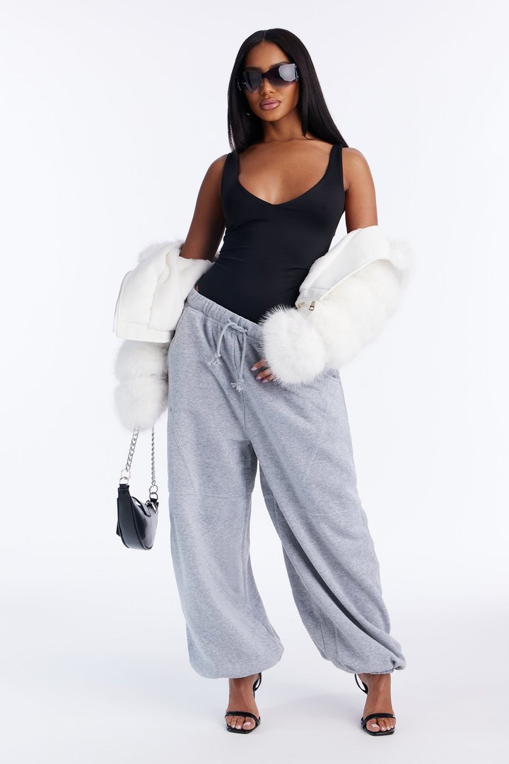 Sabrina Fleece Barrel Sweatpants - Heather Grey