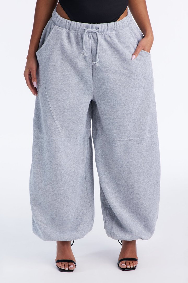 Sabrina Fleece Barrel Sweatpants - Heather Grey