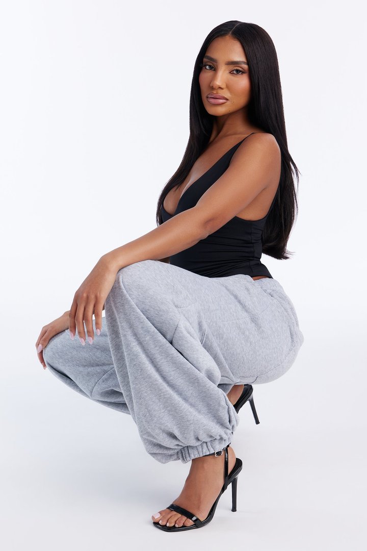 Sabrina Fleece Barrel Sweatpants - Heather Grey