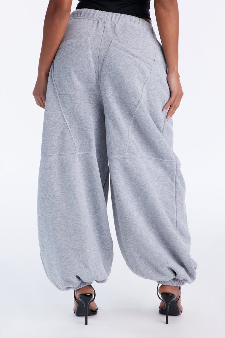 Sabrina Fleece Barrel Sweatpants - Heather Grey