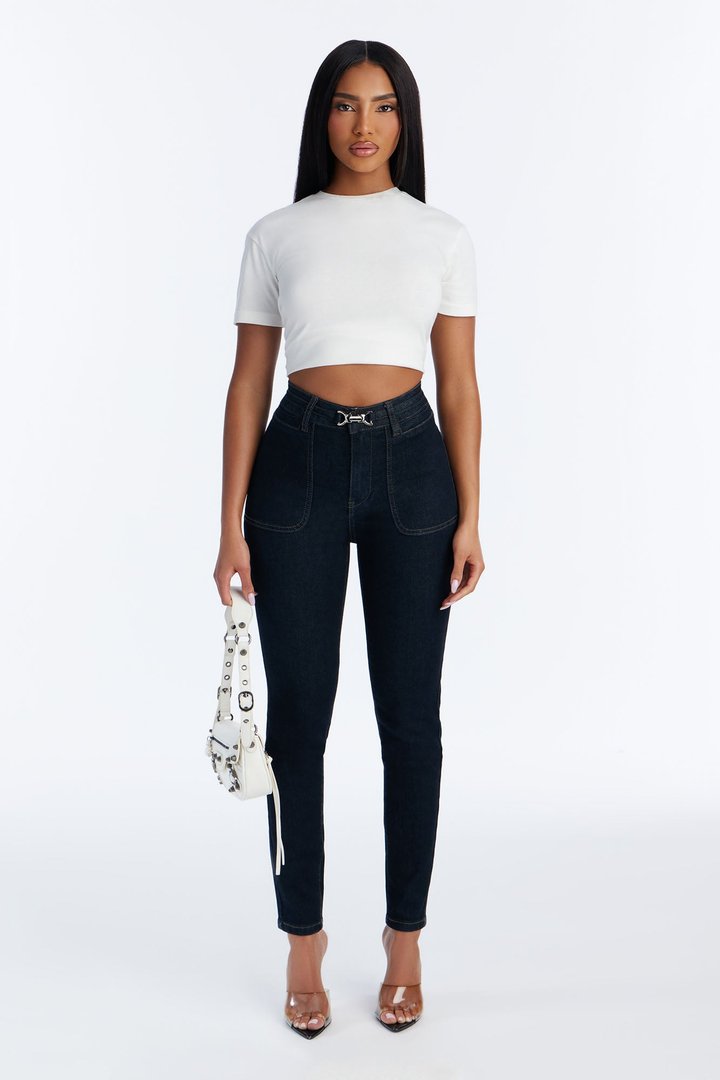 Melrose Clasp Skinny Jeans - Dark Wash
