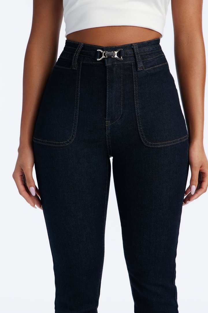 Melrose Clasp Skinny Jeans - Dark Wash