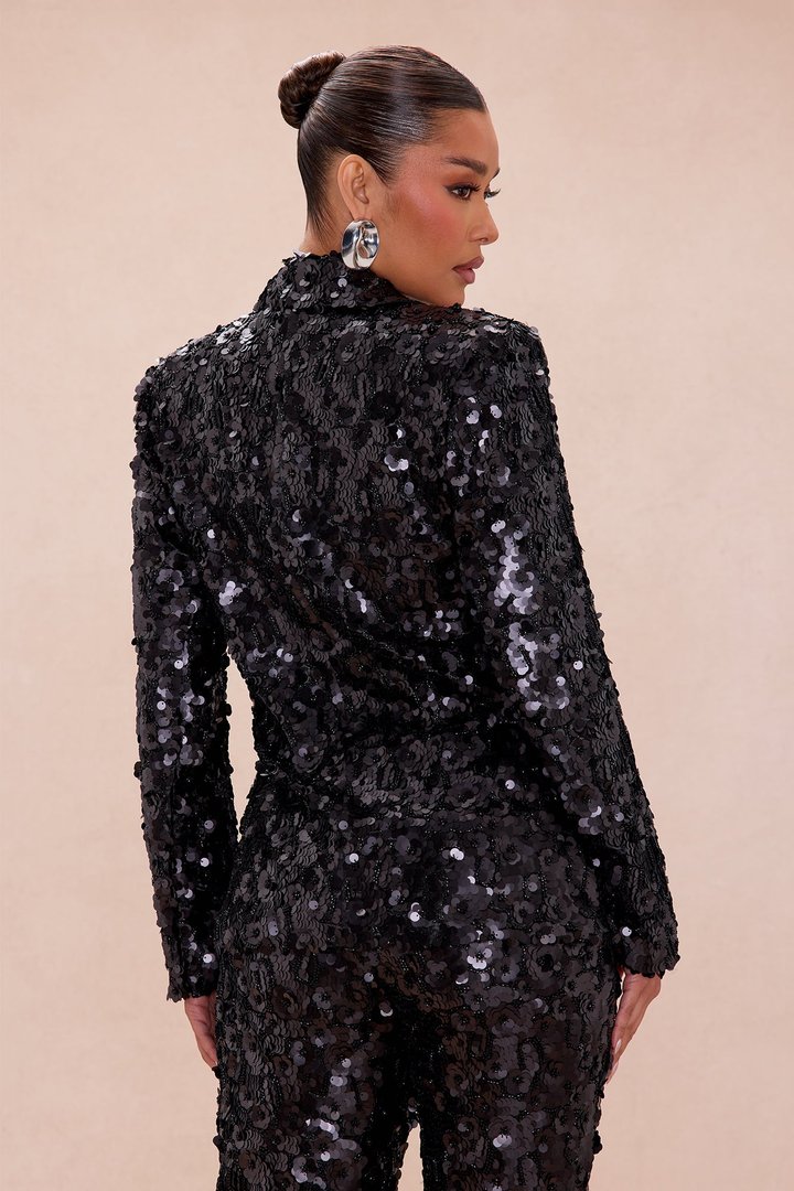 Keep Shining Sequin Blazer - Black