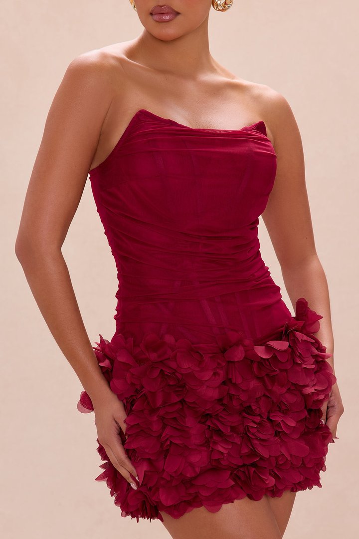 Sweet Spot Corset Mini Dress - Wine