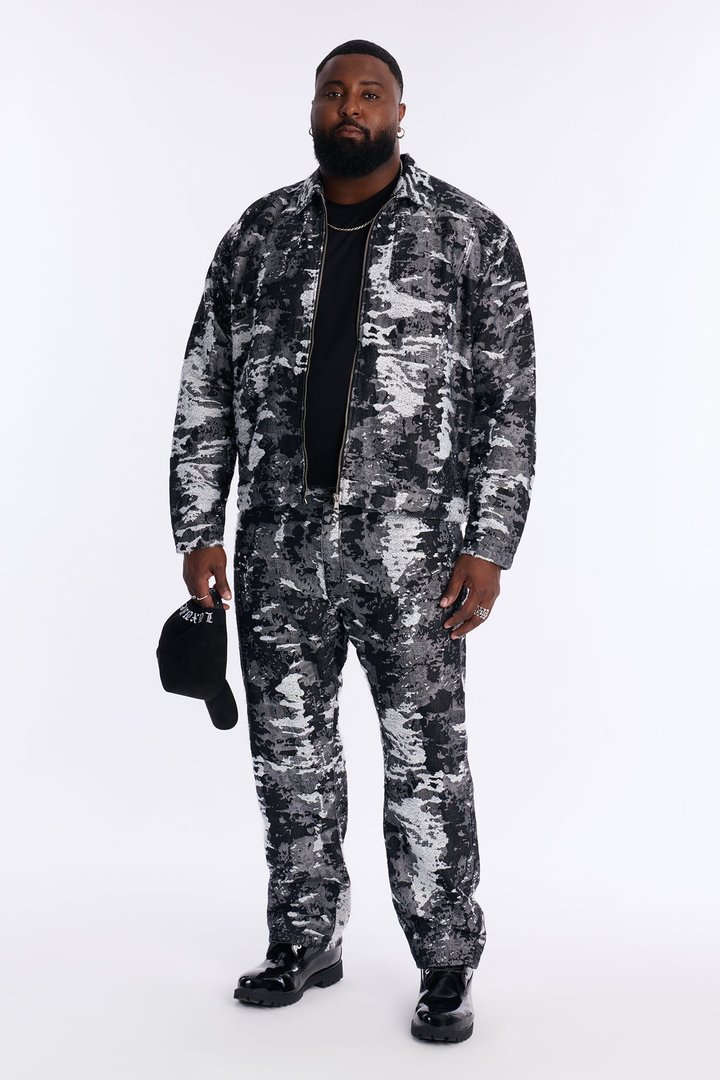 Cropped Fading In And Out Work Jacket - Black Wash