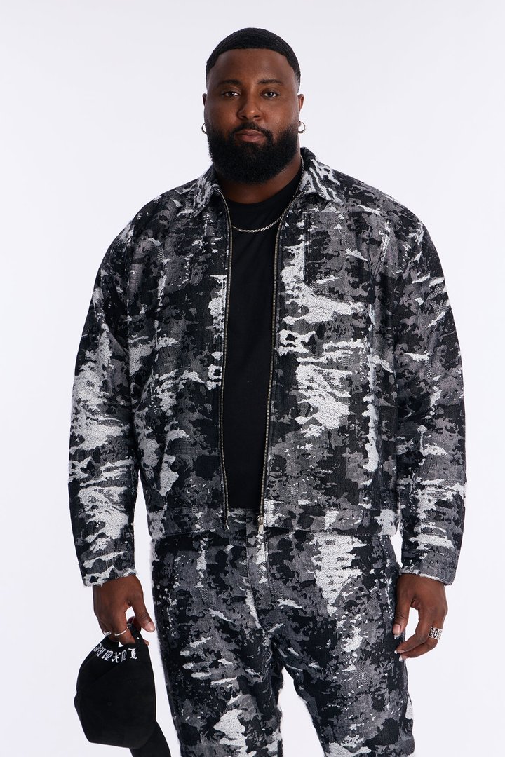 Cropped Fading In And Out Work Jacket - Black Wash