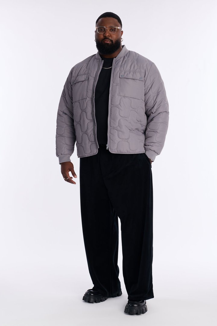Geo Quilted Jacket - Grey
