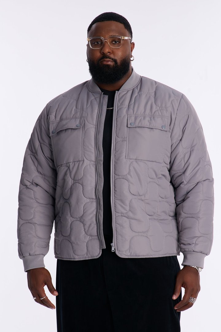 Geo Quilted Jacket - Grey