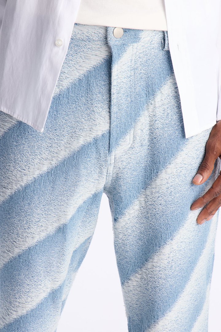Straight Faded Lines Pant - Ice Blue