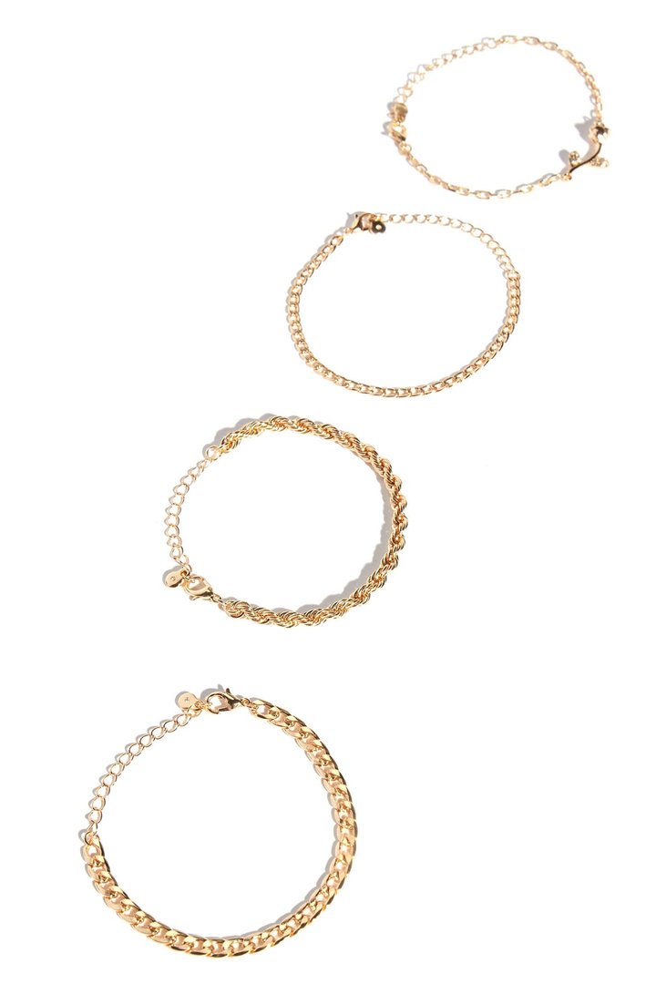 Pretty Rose 4 Piece Bracelet Set - Gold