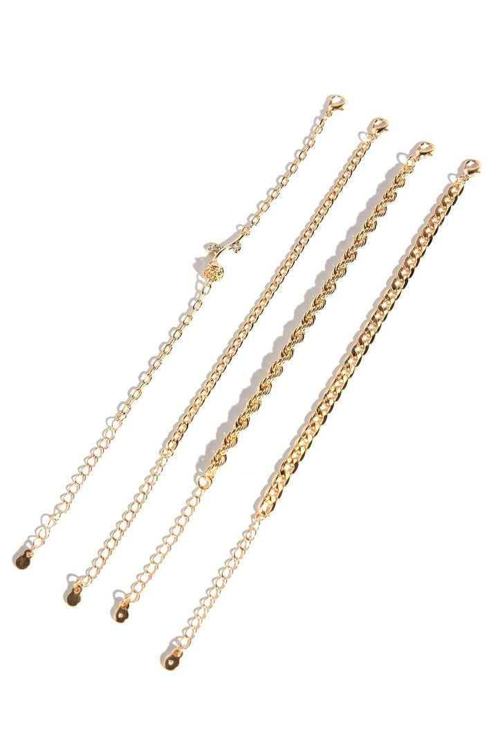 Pretty Rose 4 Piece Bracelet Set - Gold