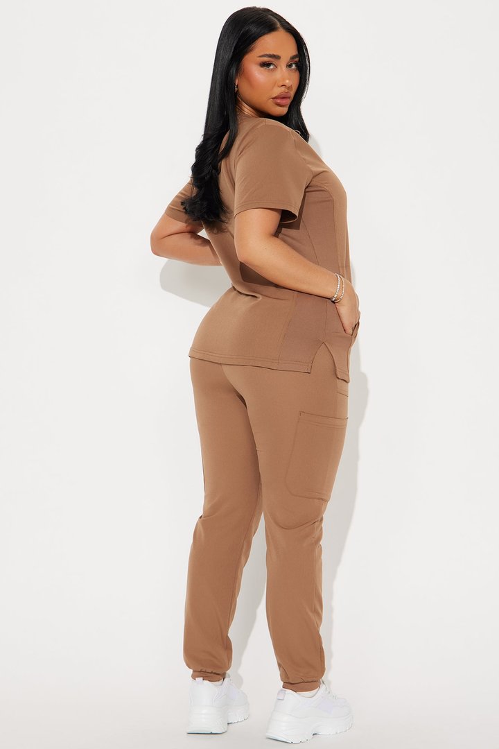 Get To Work Stretch Uniform Scrub Jogger Set - Chocolate
