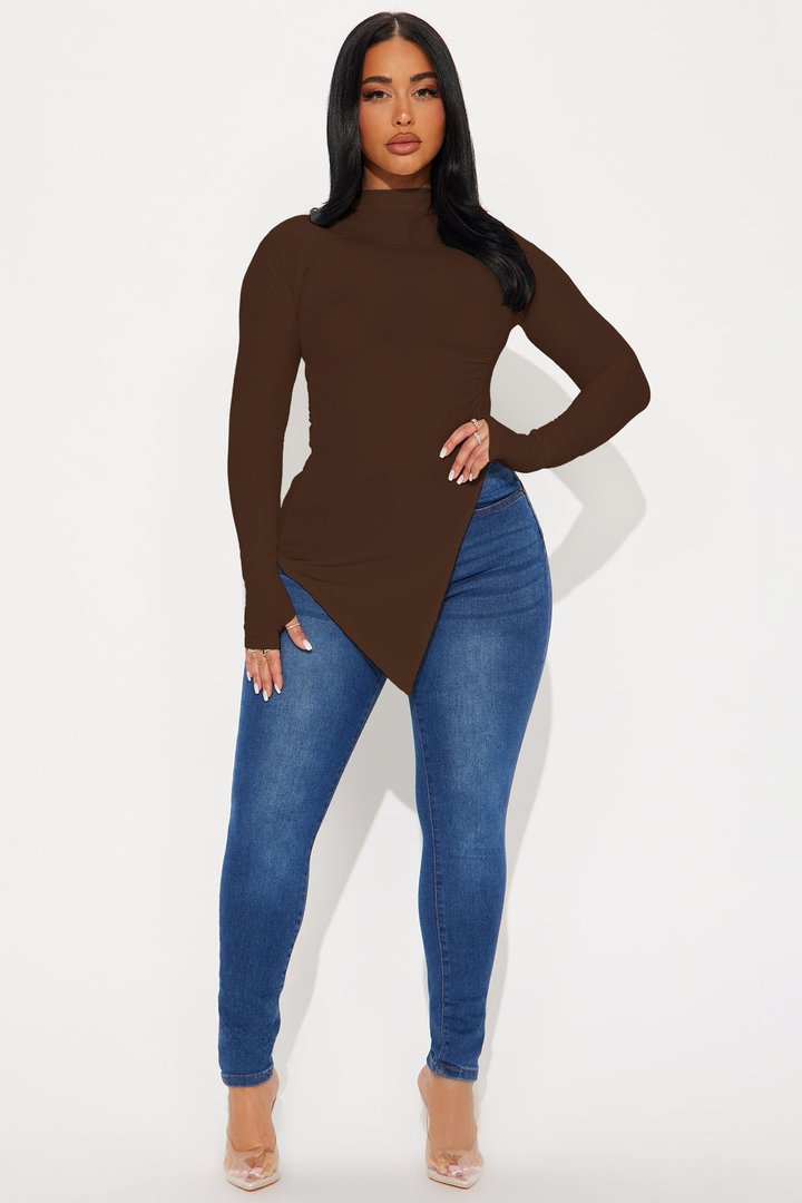 Harmony Ribbed Top - Chocolate