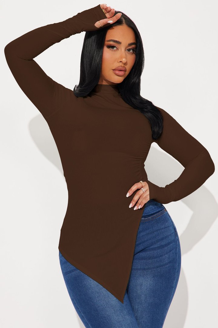 Harmony Ribbed Top - Chocolate