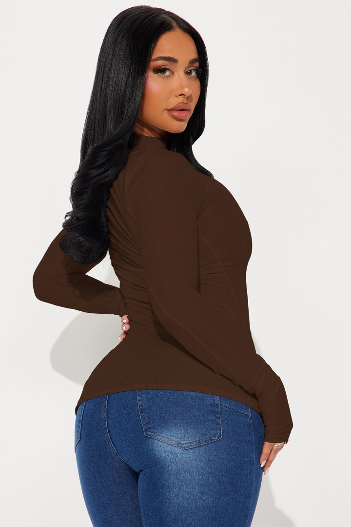 Harmony Ribbed Top - Chocolate