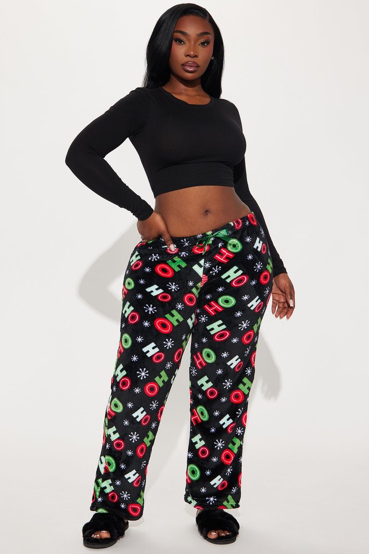 HoHoHo Plush PJ Pants - Black/combo