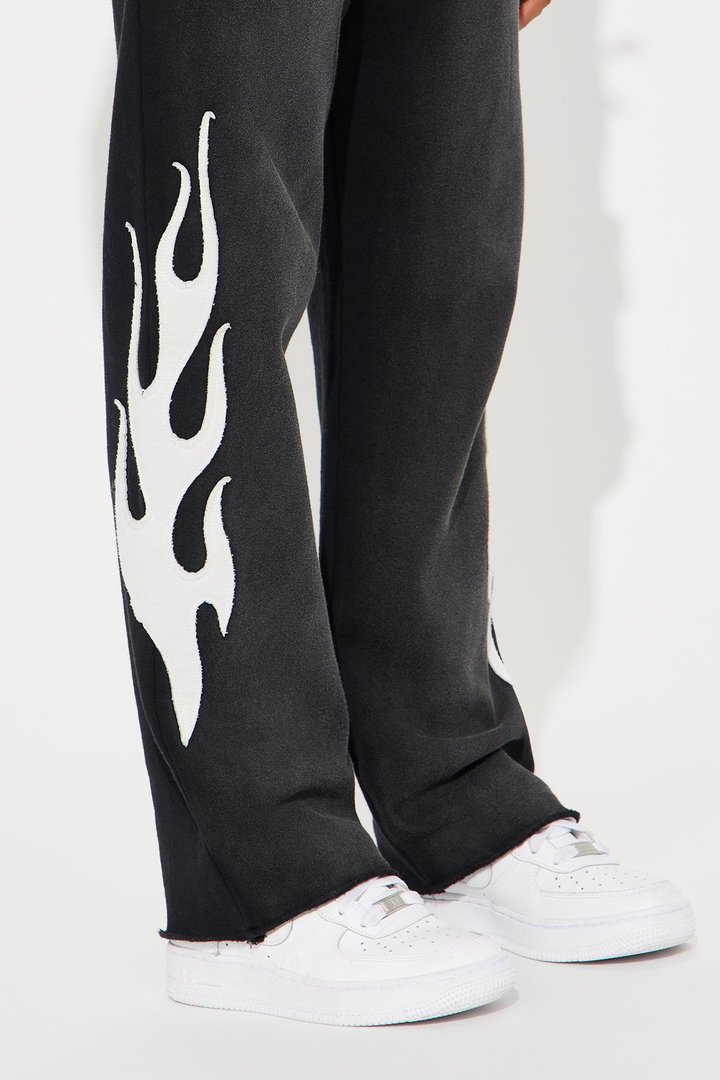 Mini Flame Time Tyson Straight Sweatpants - Black