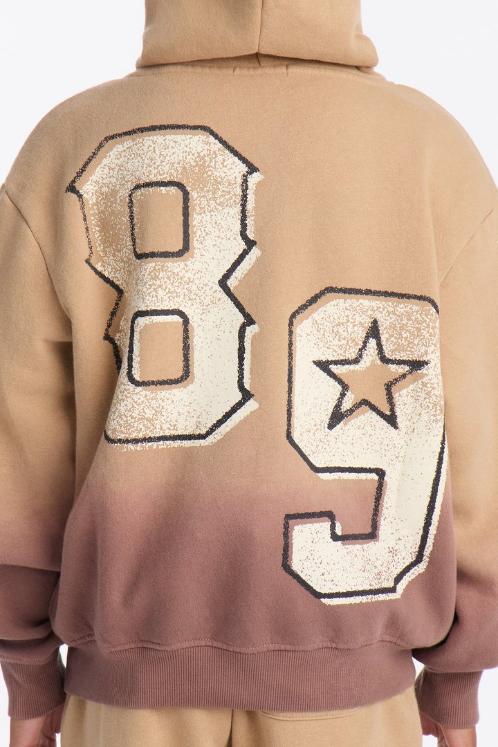 Mini Faded Flames Zip UP Hoodie - Brown