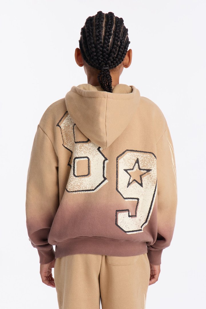 Mini Faded Flames Zip UP Hoodie - Brown