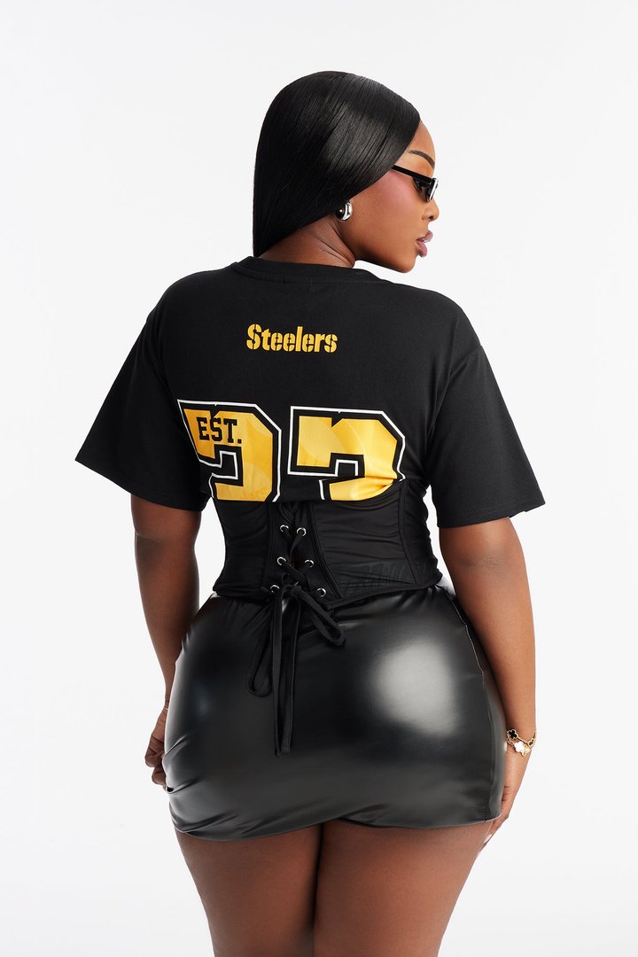 NFL Steelers Lace Up Top - Black