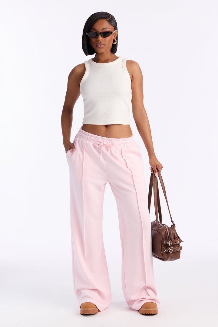 Soft Side Wide Leg Sweatpants - Pink