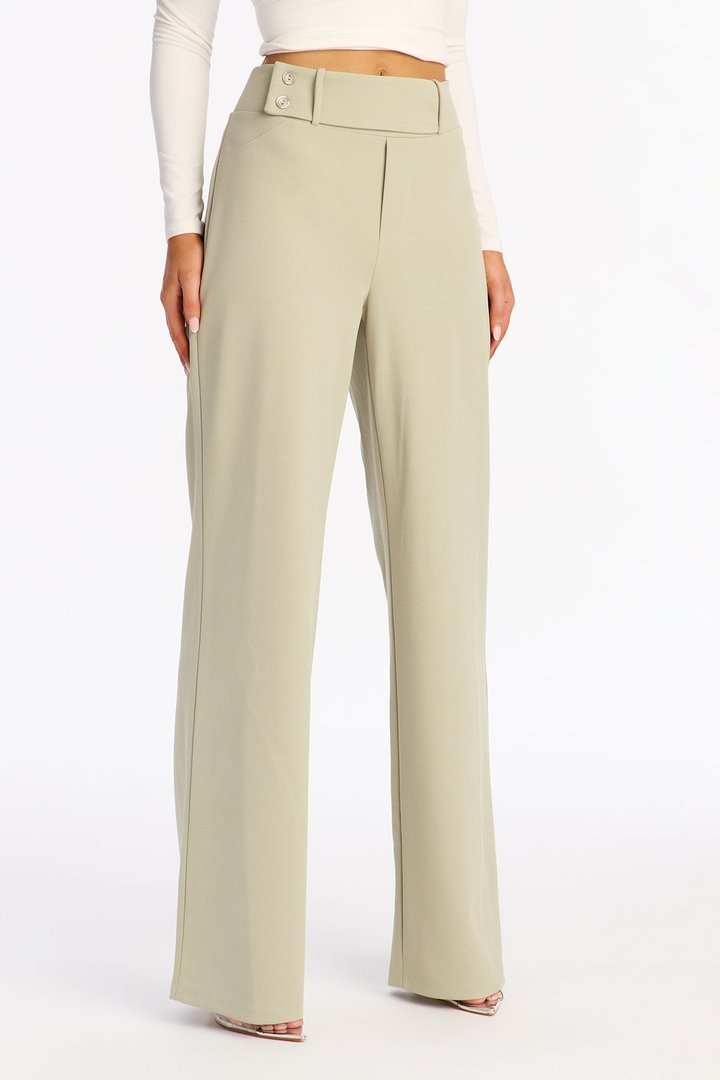 Office Tea Straight Leg Trouser Pant - Sage