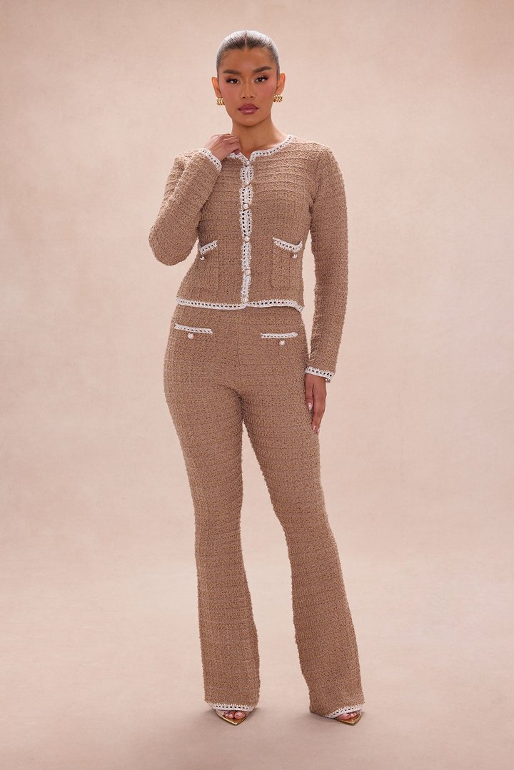 Giselle Embellished Tweed Pant Set - Mocha