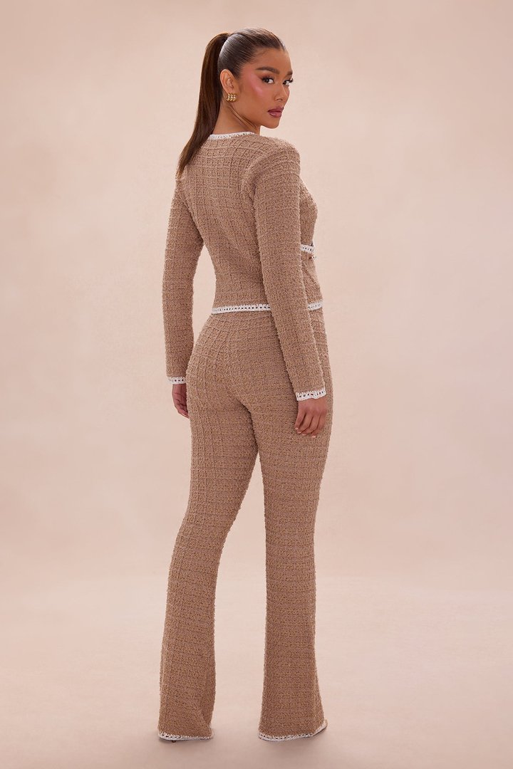 Giselle Embellished Tweed Pant Set - Mocha