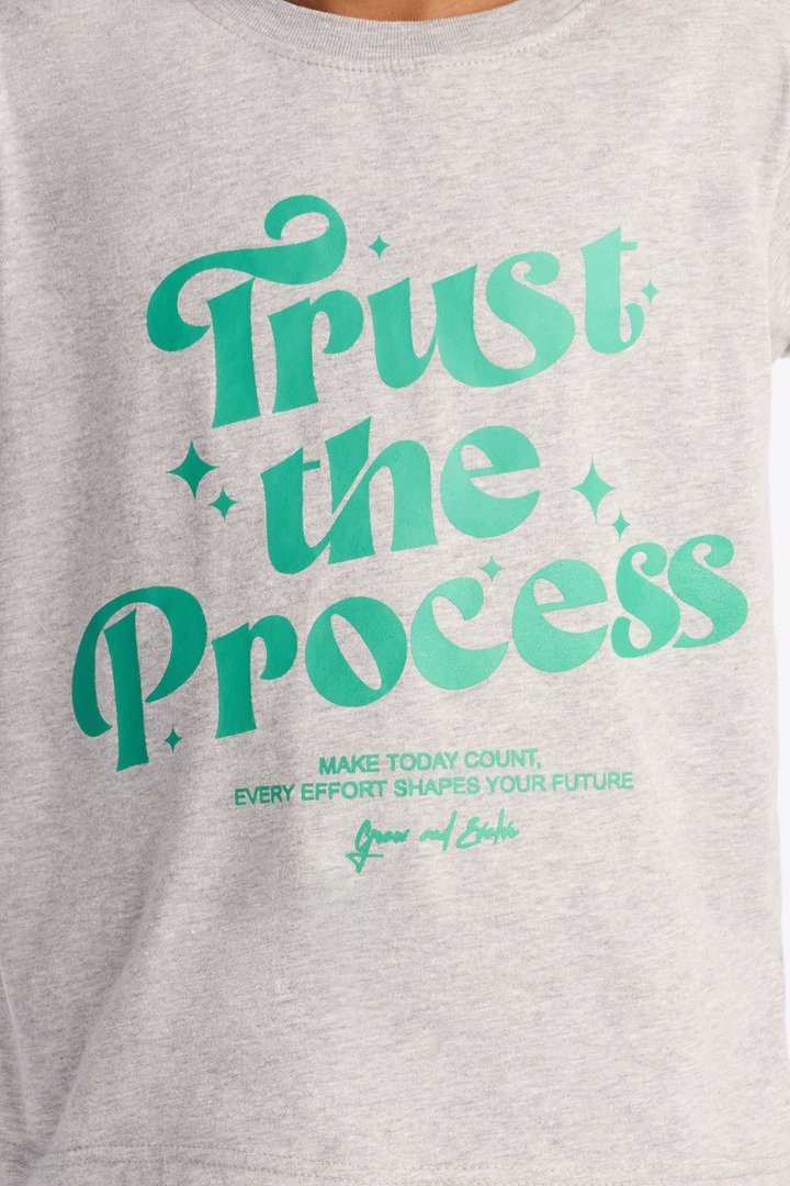 Mini Trust The Process Straight Leg Pant Set - Heather/Combo