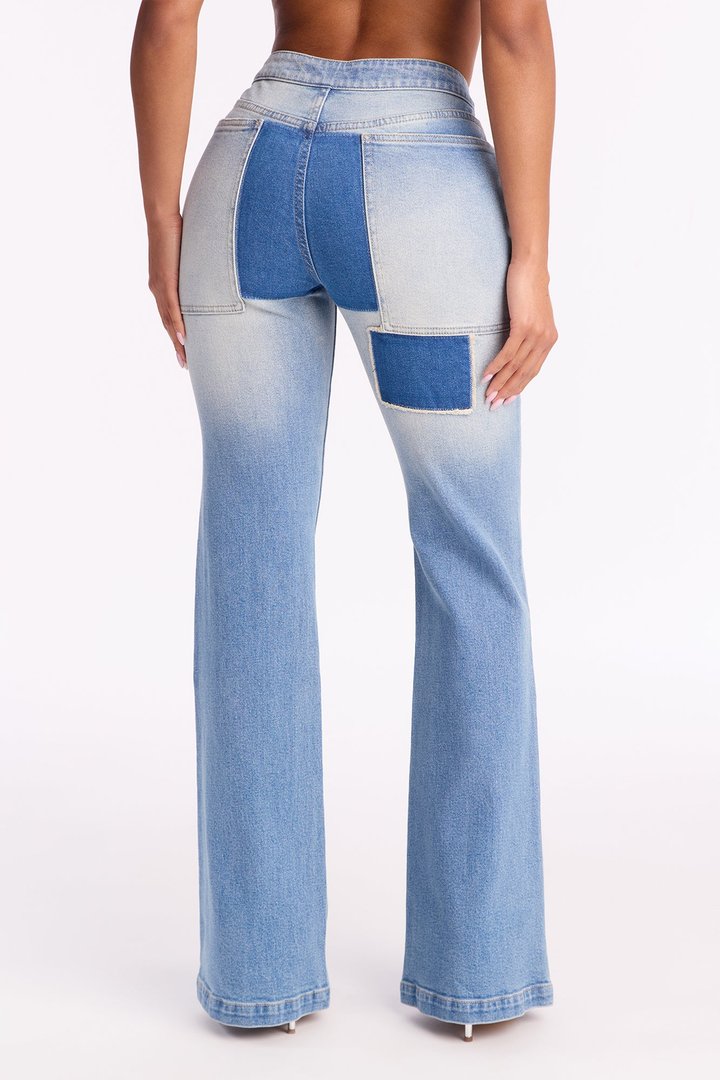 Handicraft Patchwork Flare Jean - Light Wash