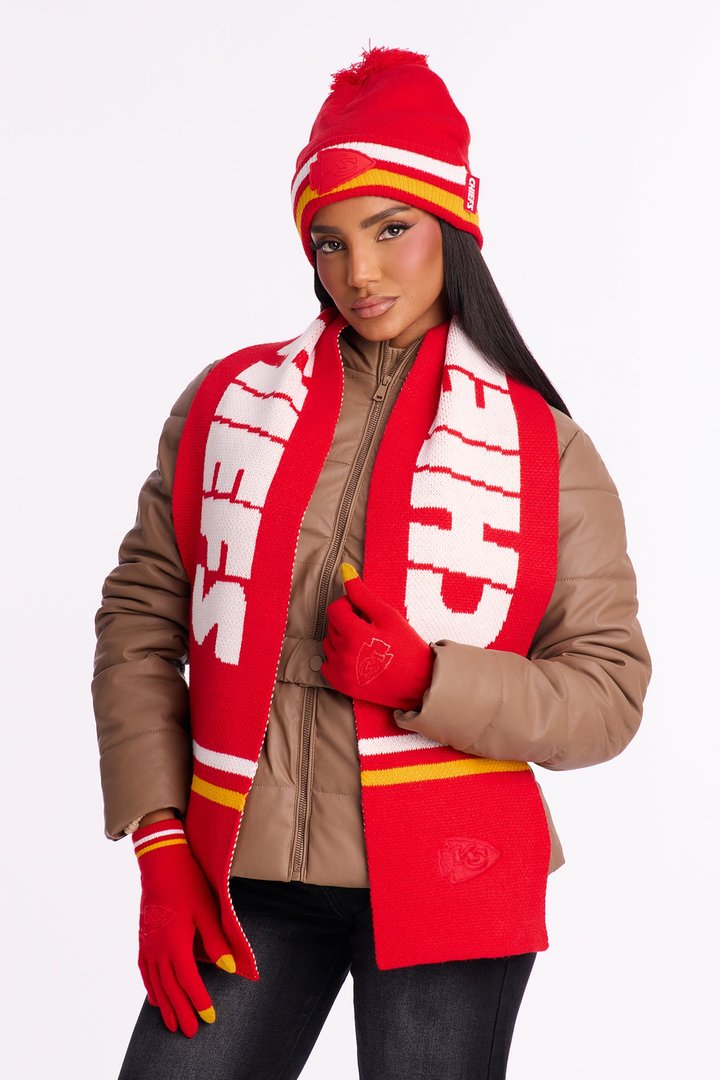 NFL Chiefs Cold Weather 3 Piece Hat Glove And Scarf Set - Red/combo