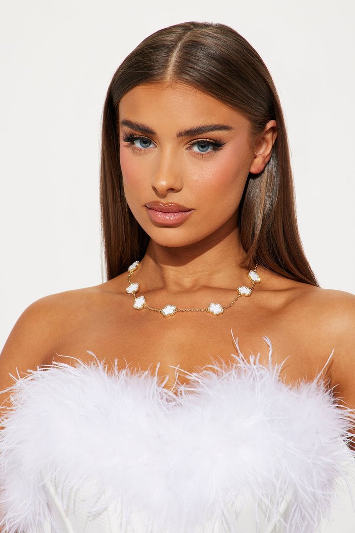 Clover Bae Chain Necklace - White/Gold