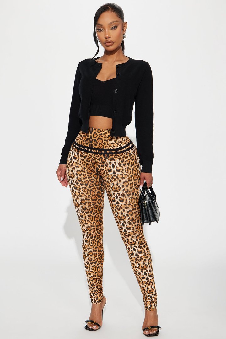Samara Foldover Waistband Leopard Legging - Brown/combo