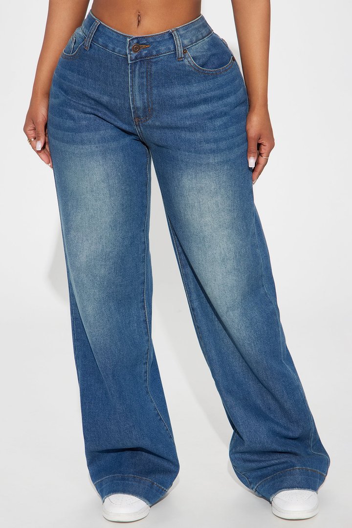 Tall Nia Non Stretch Baggy Jeans - Medium Wash