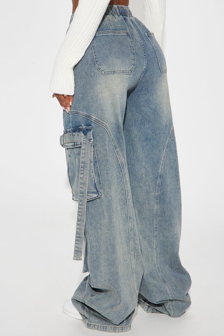 Tall Met My Match Baggy Cargo Jeans - Vintage Wash