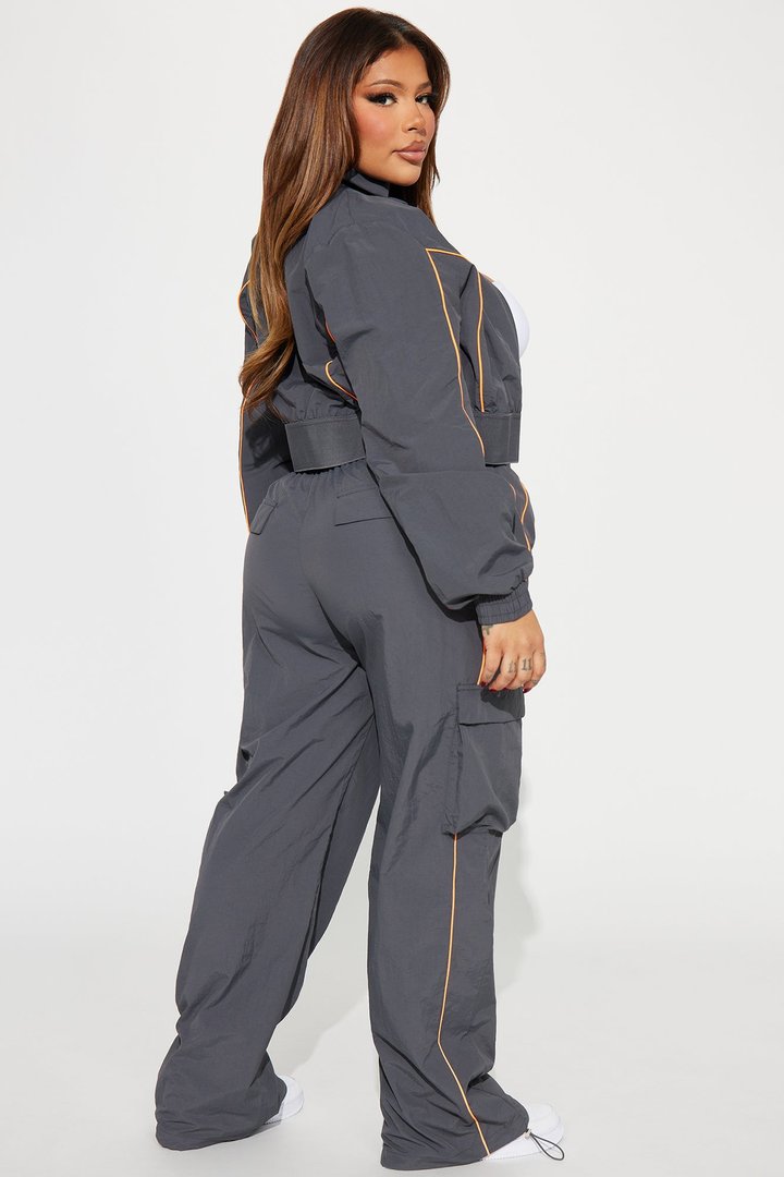 Steal The Moment Windbreaker Pant Set - Charcoal/combo