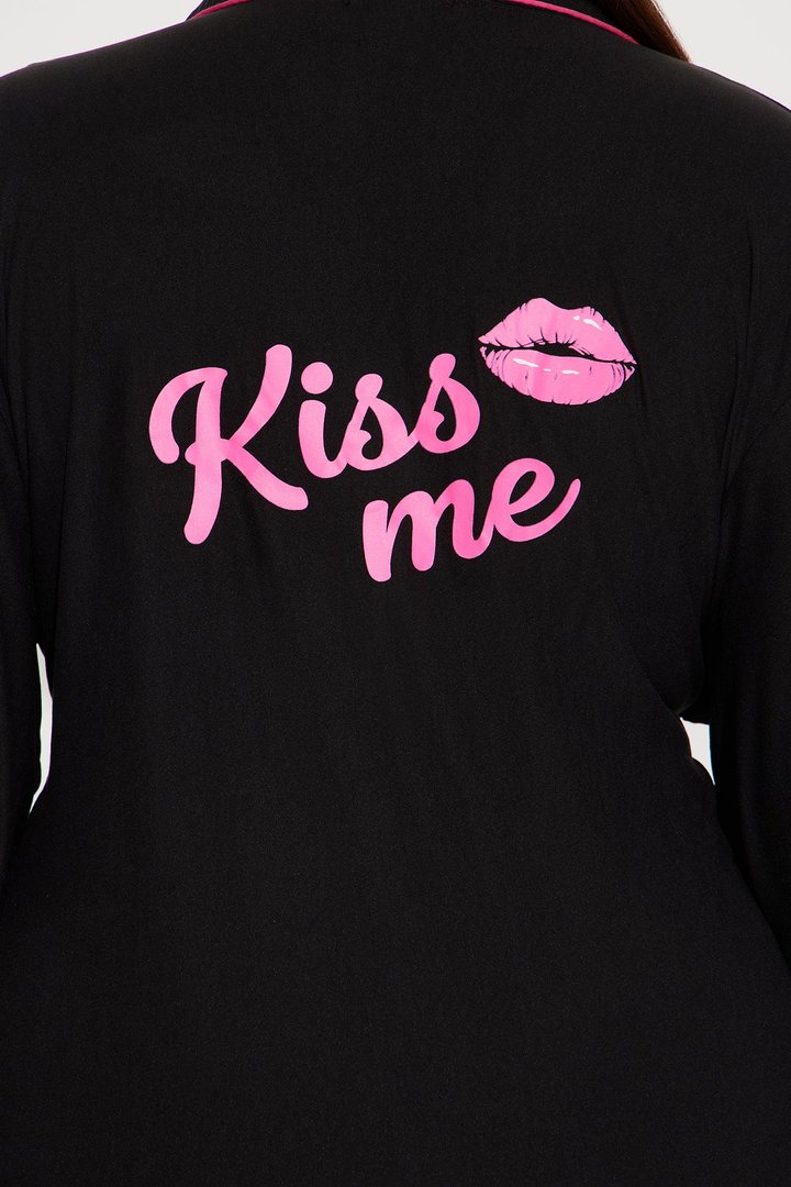 Kiss Me PJ Pant Set - Black/Pink
