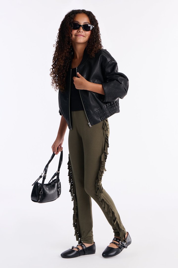 Mini Shake It Like a Fringe Shaker Legging - Military Green