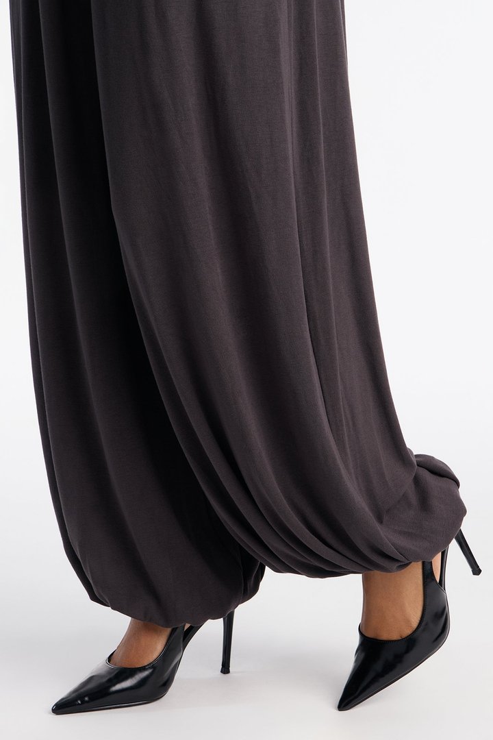 Catching The Vibes Balloon Wide Leg Jumpsuit - Charcoal