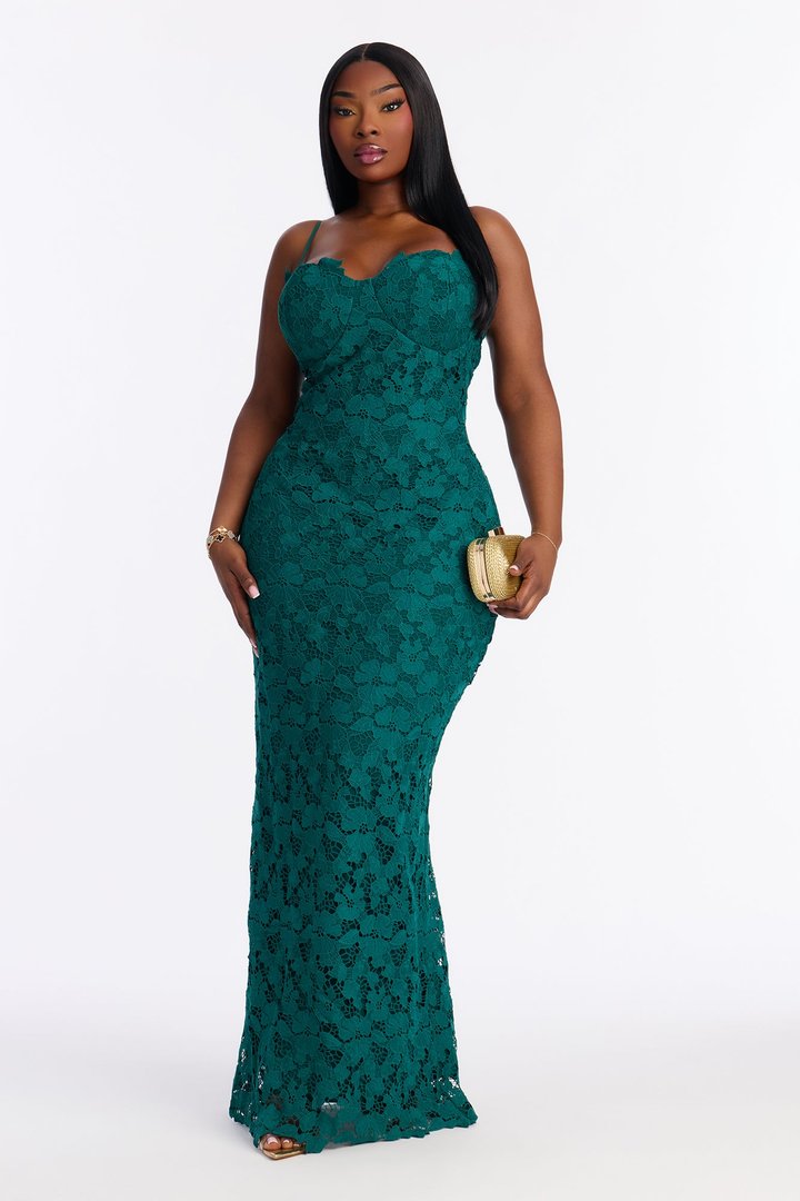 Leila Lace Maxi Dress - Hunter