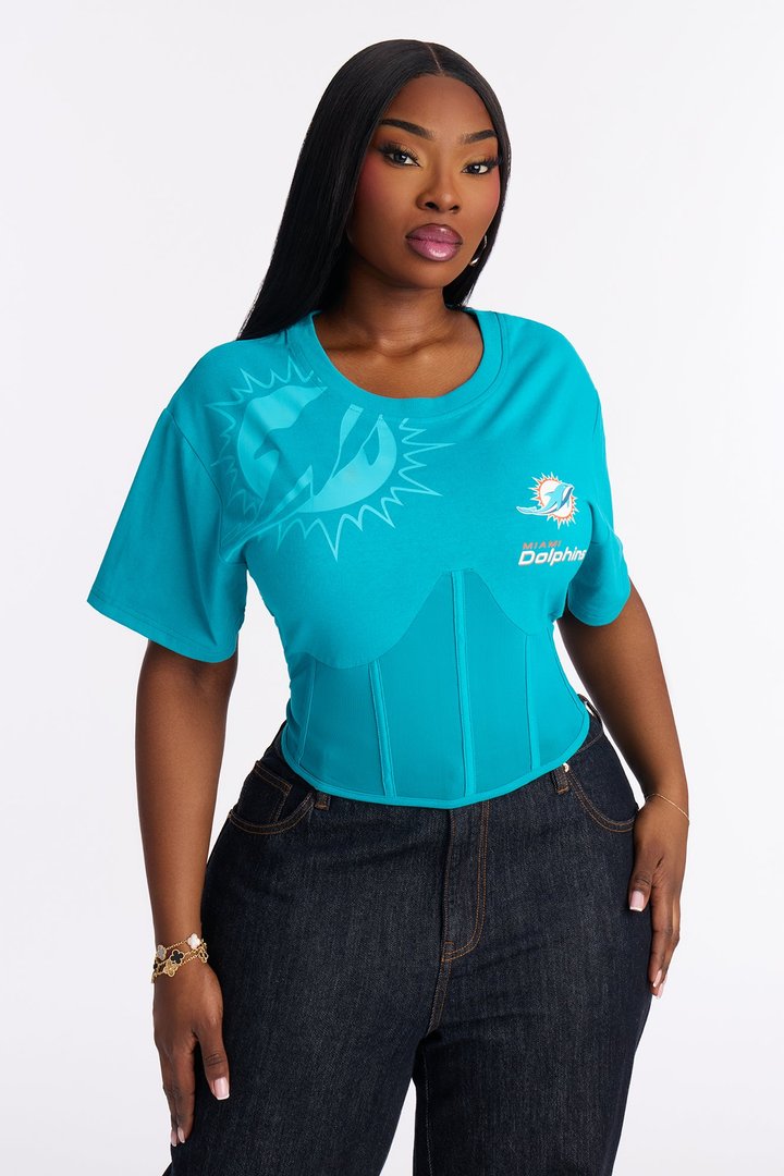 NFL Miami Dolphins Lace Up Top - Teal