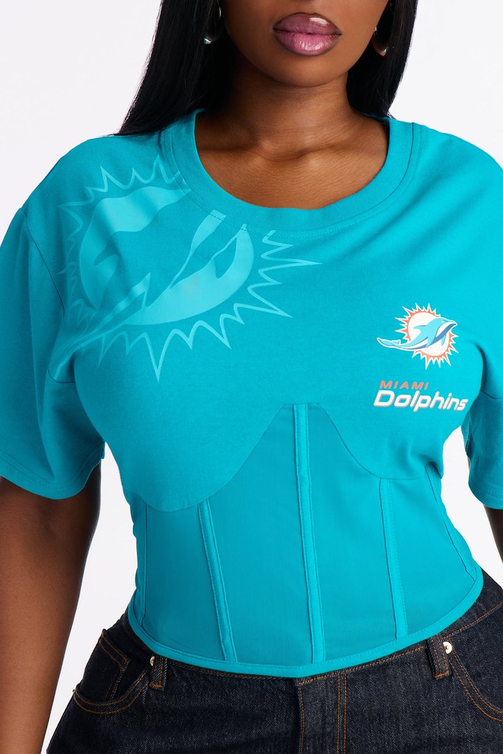 NFL Miami Dolphins Lace Up Top - Teal